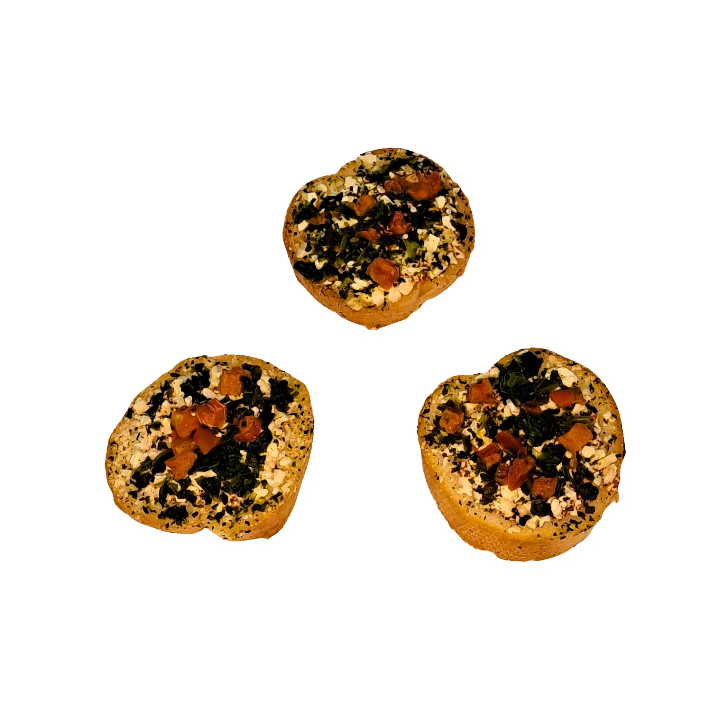 Bruschetta mit Feta-Käse und zartem Spinat auf geröstetem Baguette – mediterranes Fingerfood